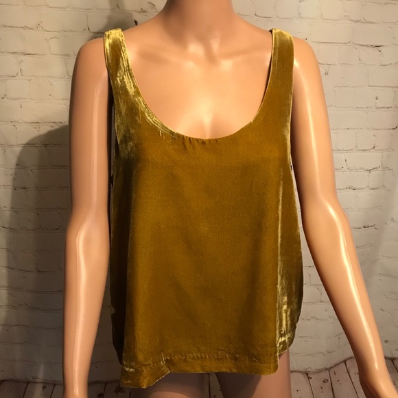 J.Crew NWT mustard yellow velvet boho top size medium - Picture 2 of 13